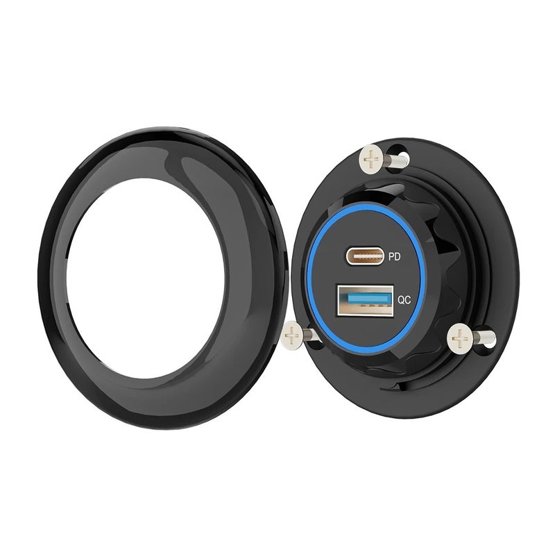 Bluejw Fast Car Charger DC 12V/24V QC3.0 USB Type C PD3.0 Dual USB Socket Automobile Adapter for Car Bus Marine - Image 4